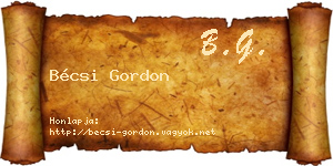 Bécsi Gordon névjegykártya